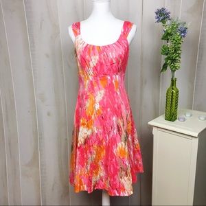 London Times Pink and Orange Midi Dress